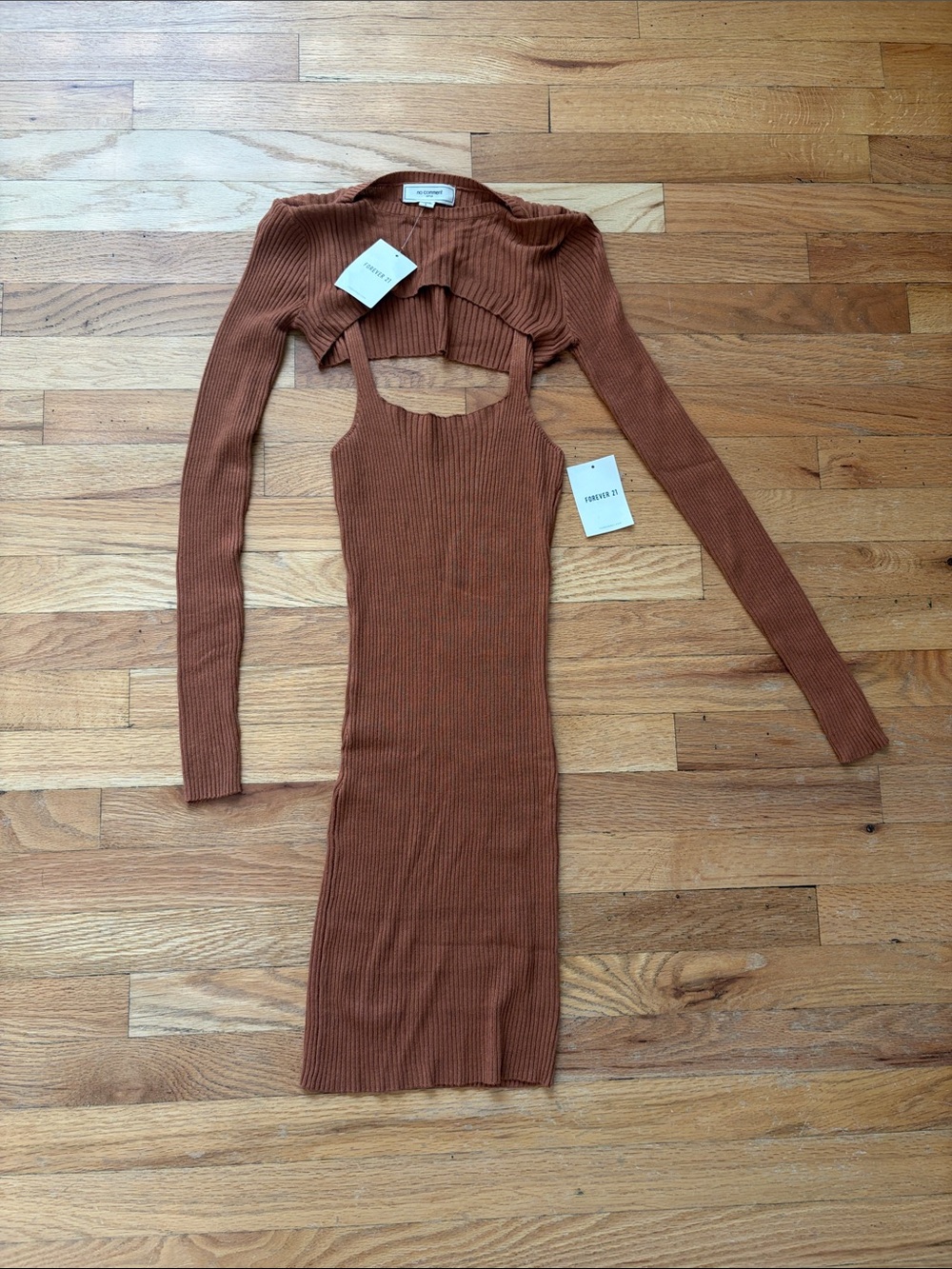 forever 21 coffee ribbed dress sz small nwt